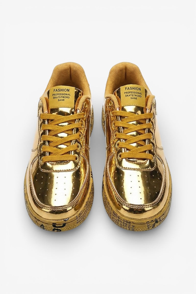 Gold Glitter Streetwear Sneakers