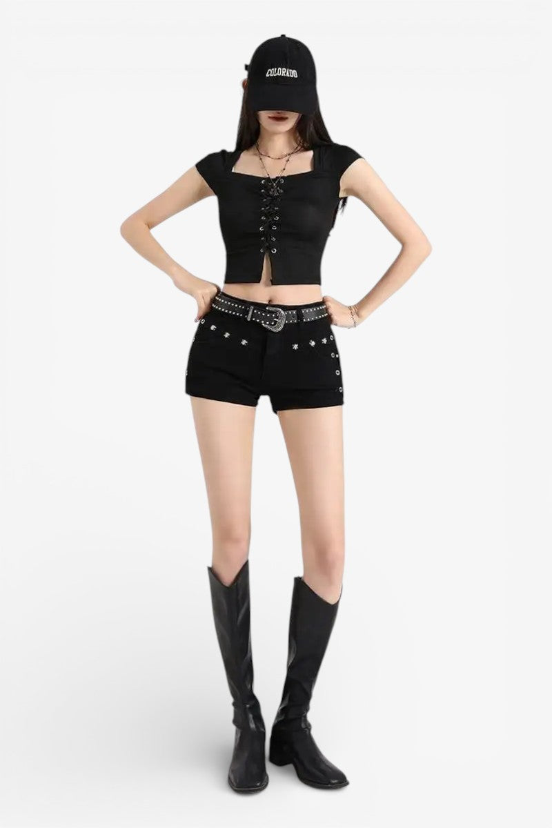 Rivet Mini Denim Shorts