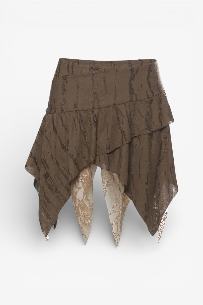 Mesh Patchwork Ruched Mini Skirt