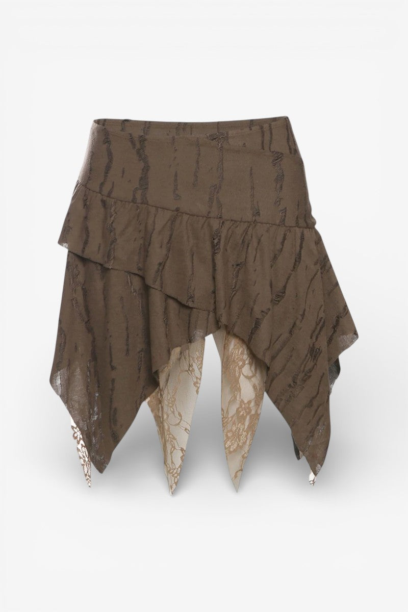 Mesh Patchwork Ruched Mini Skirt