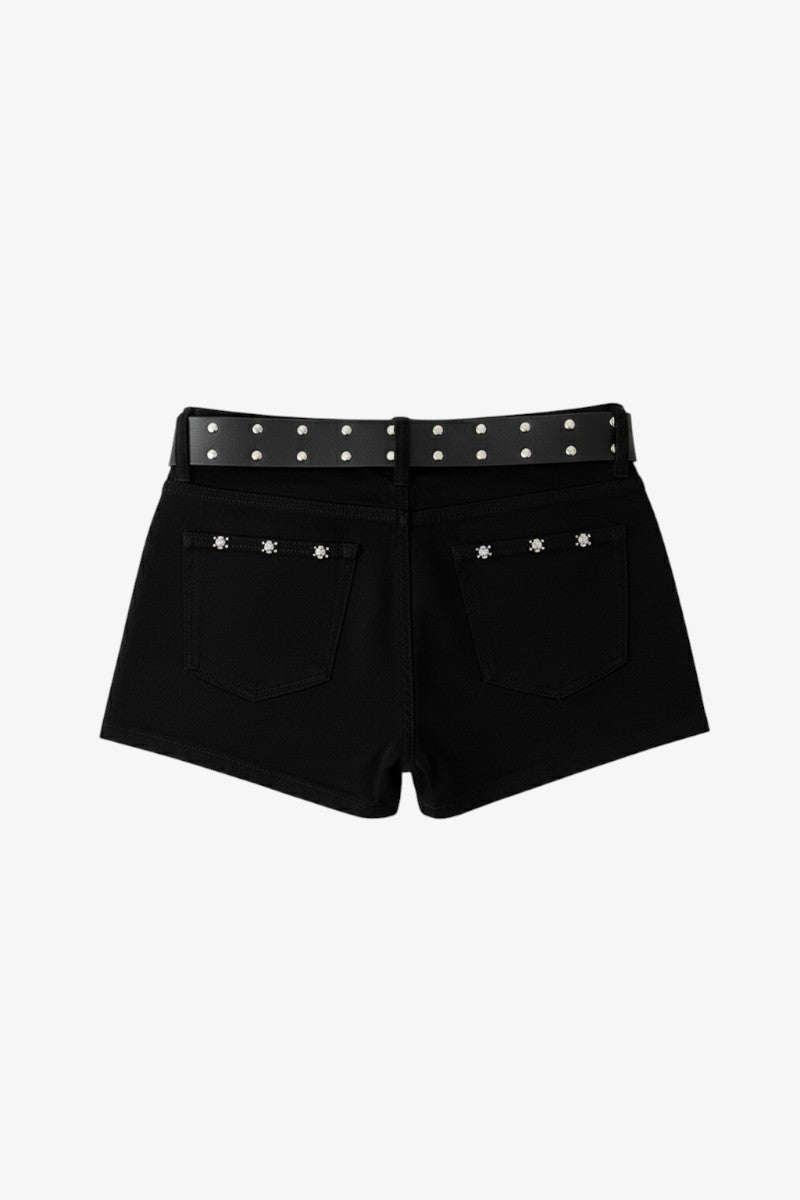 Low-Waist Gothic Denim Shorts