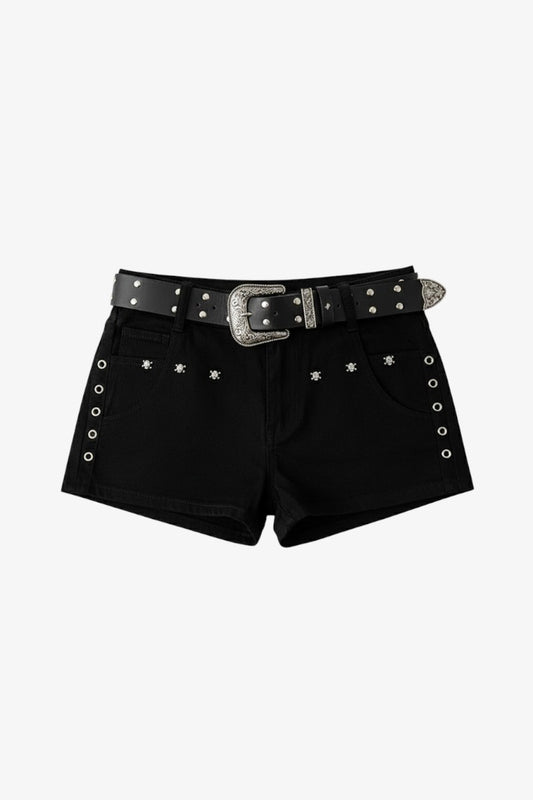 Low-Waist Gothic Denim Shorts