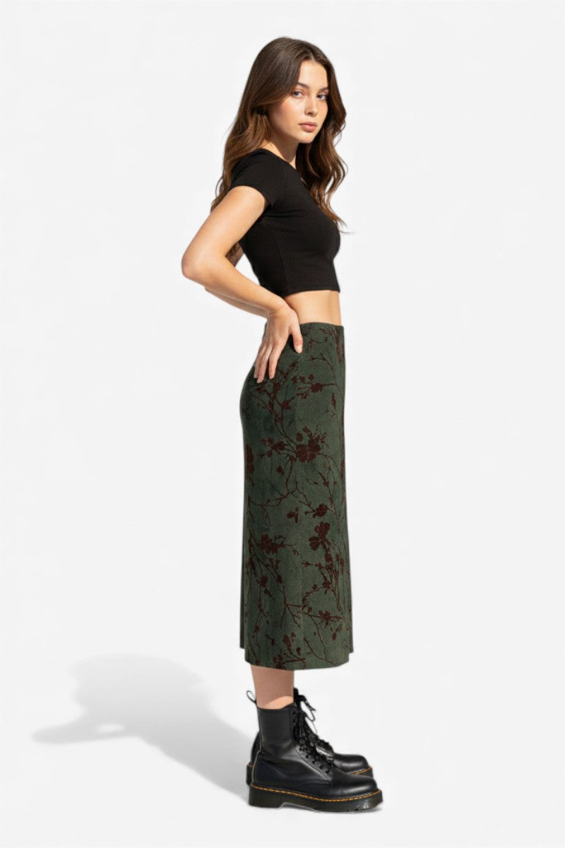 Harajuku Floral Low Rise Midi Skirt