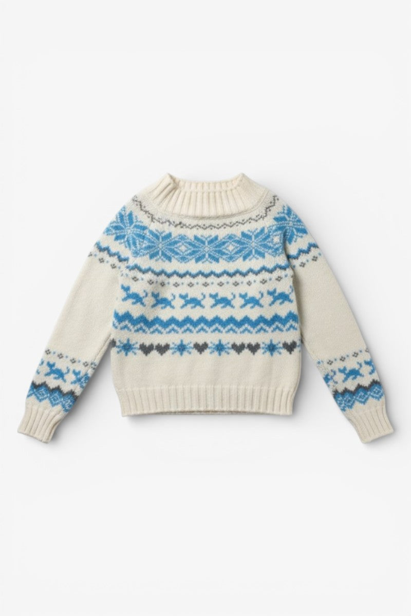 Jacquard Off-Shoulder Knit Sweater