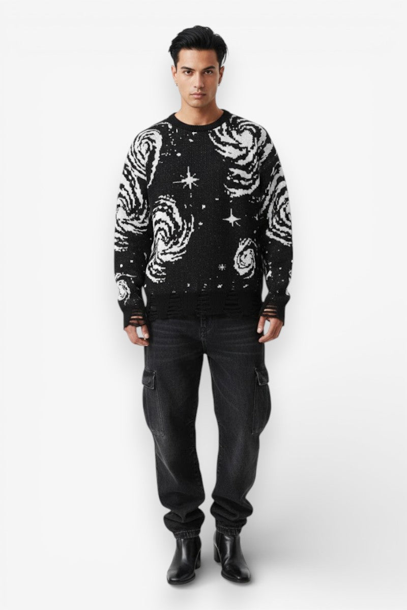 Starry Sky Ripped Knit Pullover